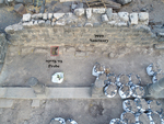 A bench adjacent to the western wall, looking west.